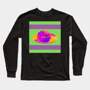 Pineapple Bun - Funky Hong Kong Street Food - Pop Art Neon Purple with Lime Green Long Sleeve T-Shirt